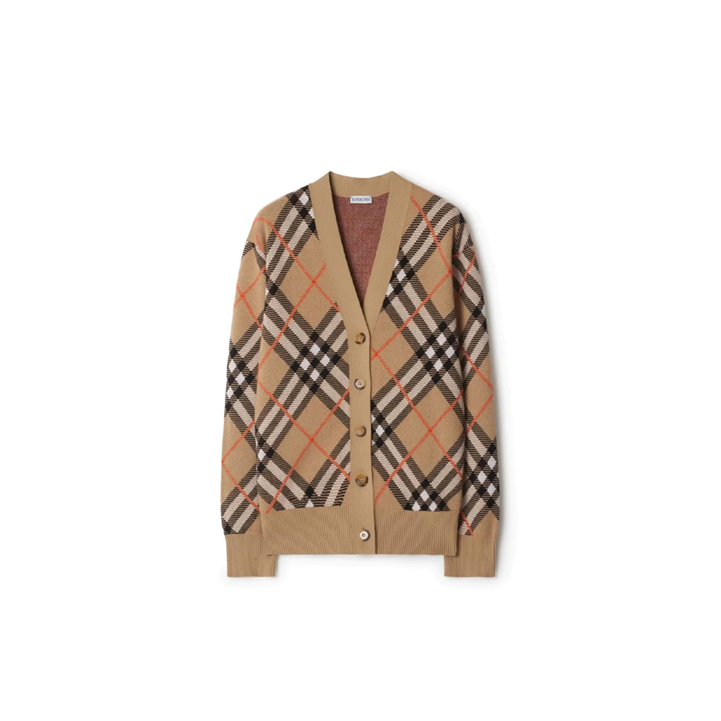 BURBERRY WOLL-MOHAIRMISCH-CARDIGAN IN CHECK 80934911